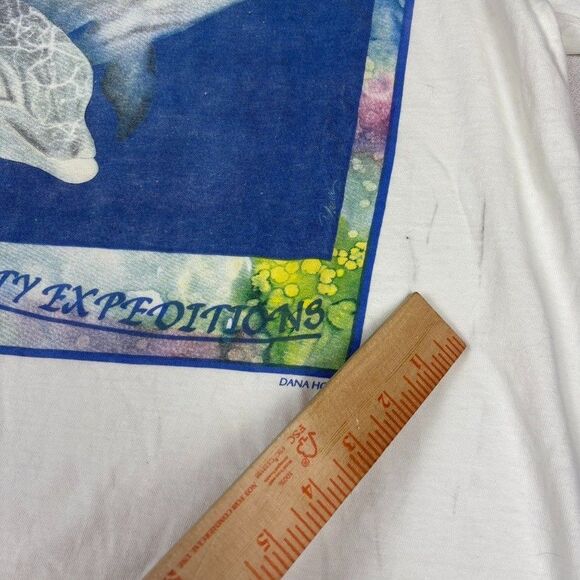 VTG 90s Oceanic Society Dolphin T Shirt L USA Made Single Stitch Graphic Ocean - Picture 7 of 14